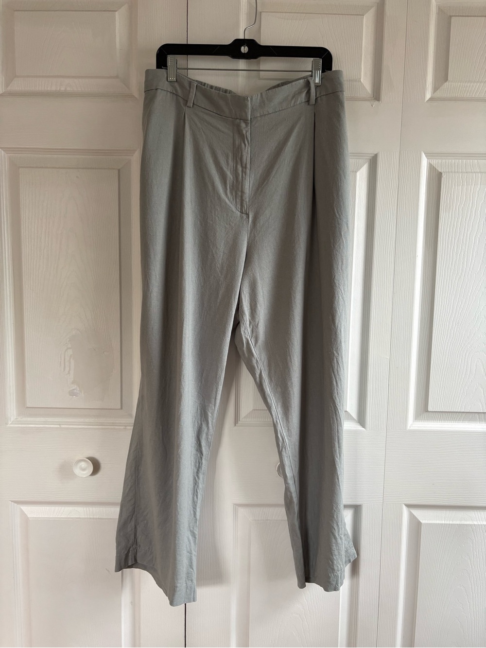 Old Navy Linen Extra High‎ Rise Taylor Wide Leg Trouser Pants XXL Grey Green